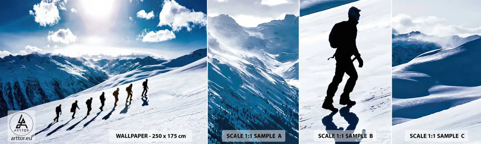 Fototapeten Muster Selbstklebend Deluxe Sticker - Das Team der Eroberer - Bergwanderung, Landschaft, Alpen - 100x30 cm