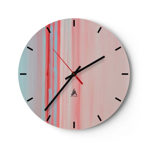 Wanduhr - Glasuhr - Pastellfarbene vertikale Streifen in Rosa- und Blautönen - 30x30cm - Abstraktion im Morgengrauen - Moderne Wanddekoration für Wohnzimmer, Küche und Schlafzimmer ARTTOR