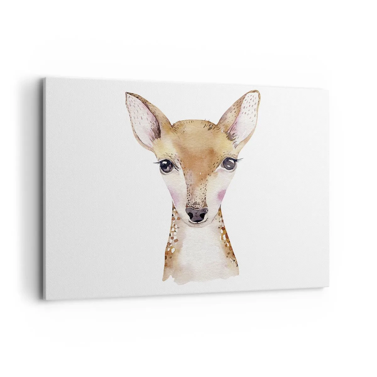 Bild auf Leinwand - Leinwandbild - Aquarellporträt eines jungen Rehs auf weißem Hintergrund - 120x80cm - Die Natur der Unschuld - Moderne Wanddekoration für Wohnzimmer und Schlafzimmer ARTTOR