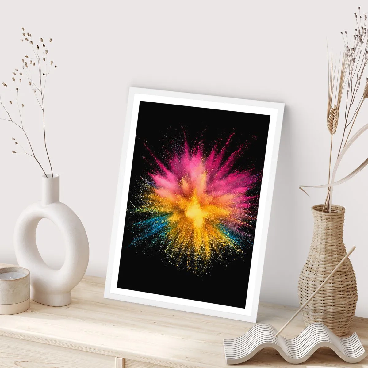 Poster in einem weißen Rahmen - Die Geburt der Farben - 70x100 cm