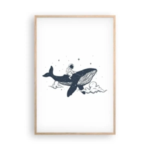 Poster in einem Rahmen aus heller Eiche - Weltraumabenteuer - 61x91 cm