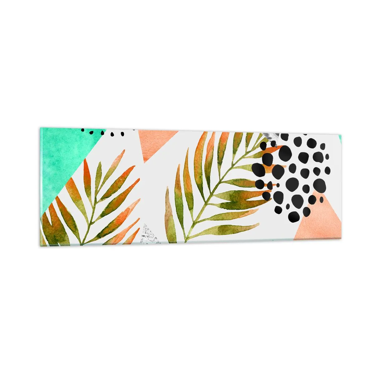 Glasbild - Bild auf glas - Dekoration mit Palmblatt - 90x30 cm