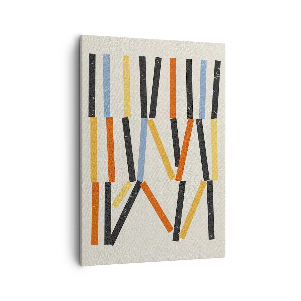 Bild auf Leinwand - Leinwandbild - Abstrakte Komposition mit farbigen und schwarzen Rechtecken in horizontaler Anordnung - 50x70cm - Komposition auf der Ebene - Moderne Wanddekoration für Wohnzimmer und Schlafzimmer ARTTOR