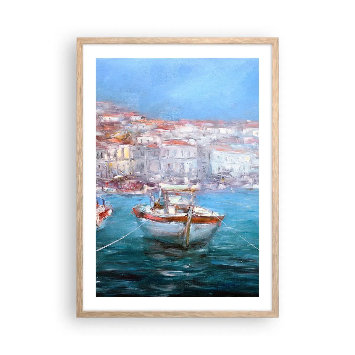 Poster in einem Rahmen aus heller Eiche - Italienische Bucht - 50x70 cm
