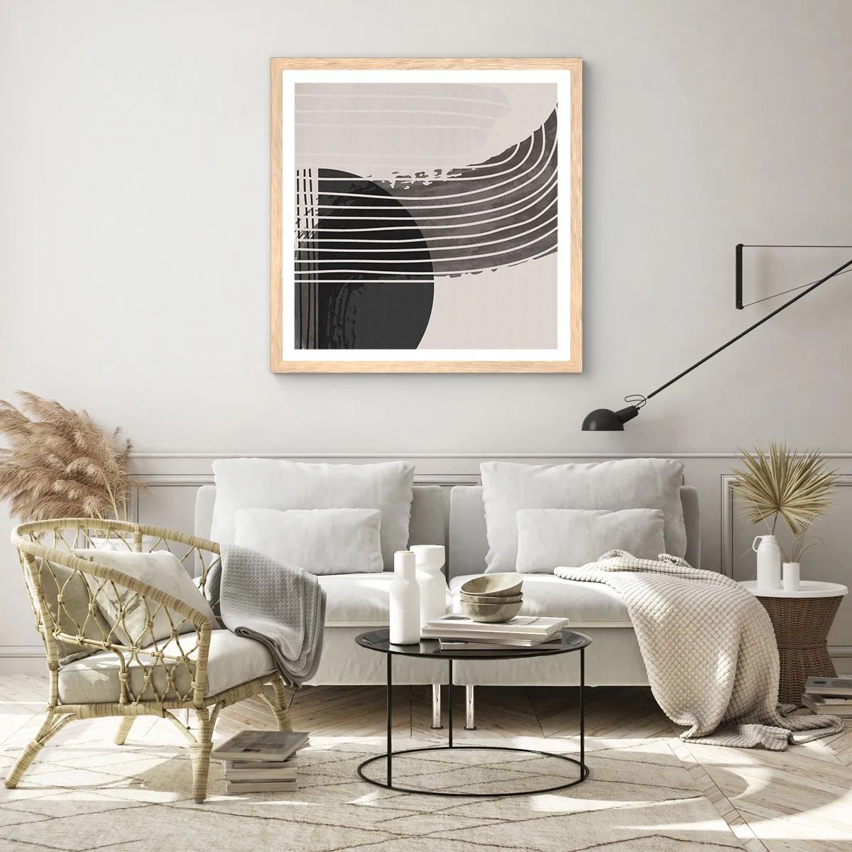 Poster in einem Rahmen aus heller Eiche - Hin und zurück - 40x40 cm