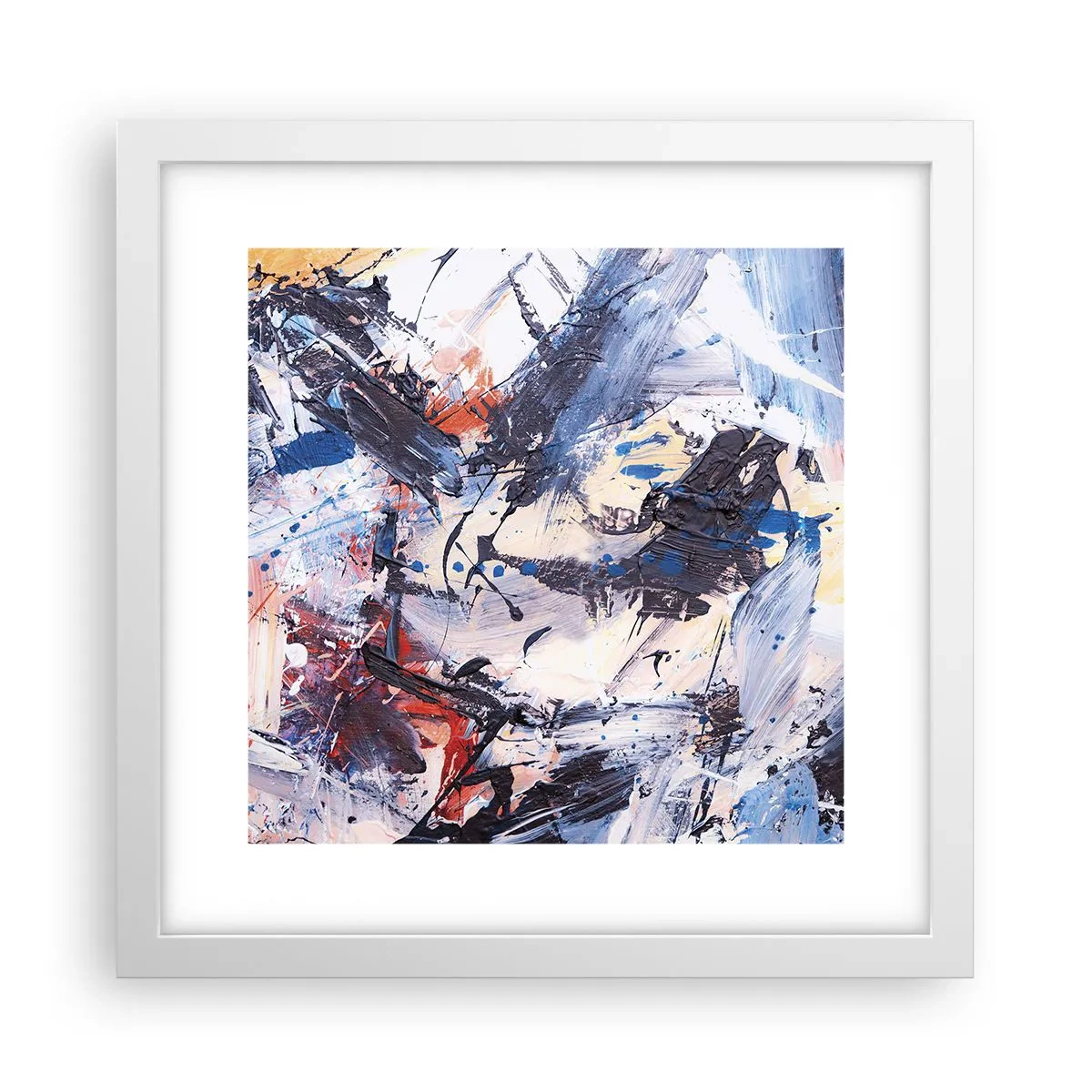 Poster in einem weißen Rahmen - Verrückter Tanz der Abstraktion - 30x30 cm