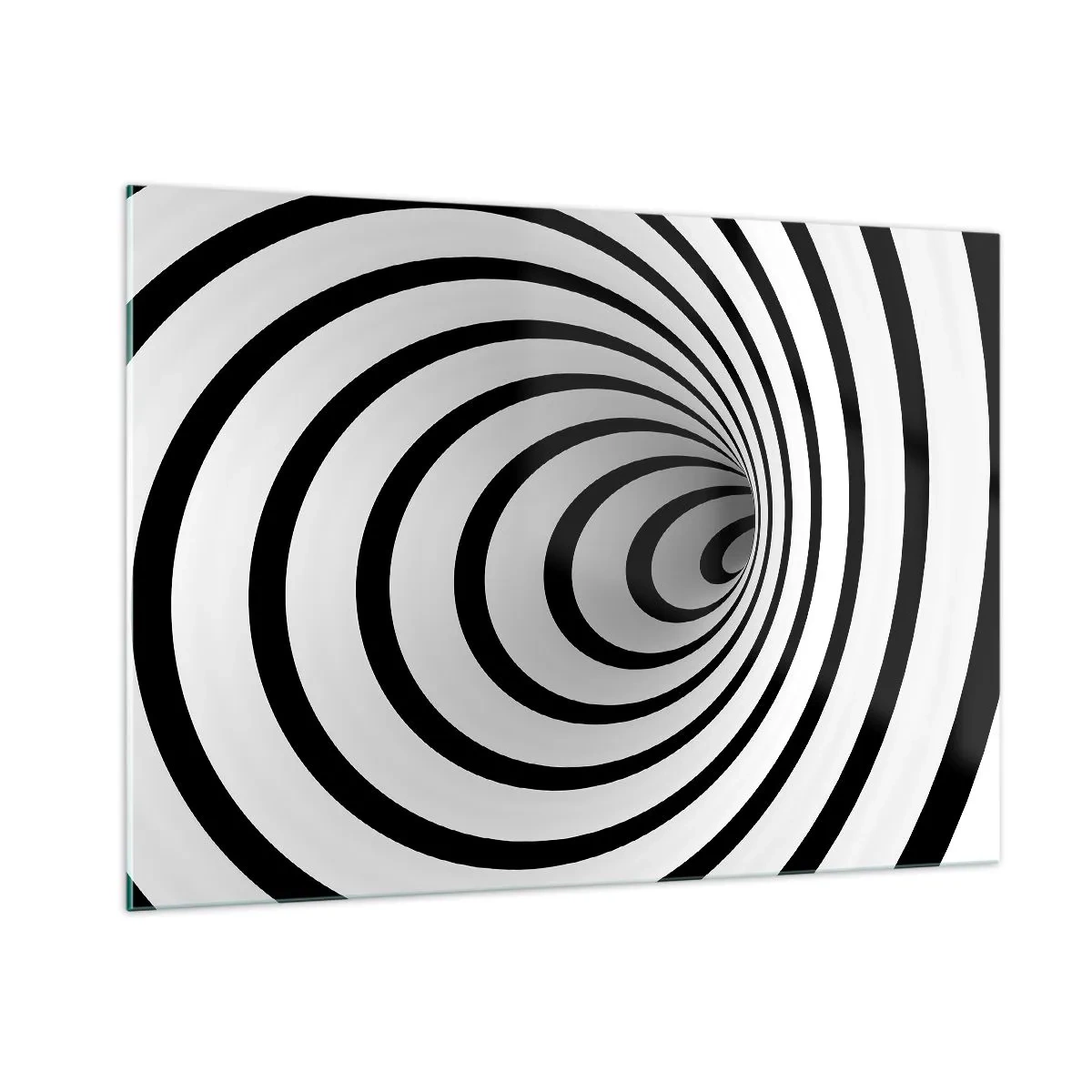 Glasbild - Bild auf glas - Abstraktes Spiralmuster in Schwarz und Weiß - 100x70cm - Sie können dem auch nicht widerstehen? - Moderne Wanddekoration für Wohnzimmer und Schlafzimmer ARTTOR