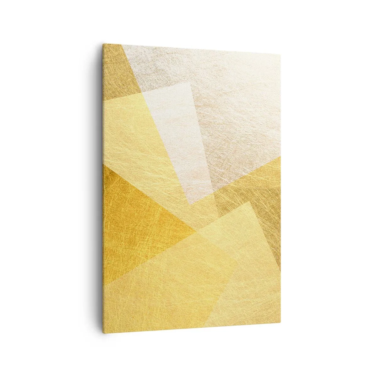 Bild auf Leinwand - Leinwandbild - Geometrische Formen in Gold und hellen Farbtönen - 70x100cm - Geometriewetter - Moderne Wanddekoration für Wohnzimmer und Schlafzimmer ARTTOR