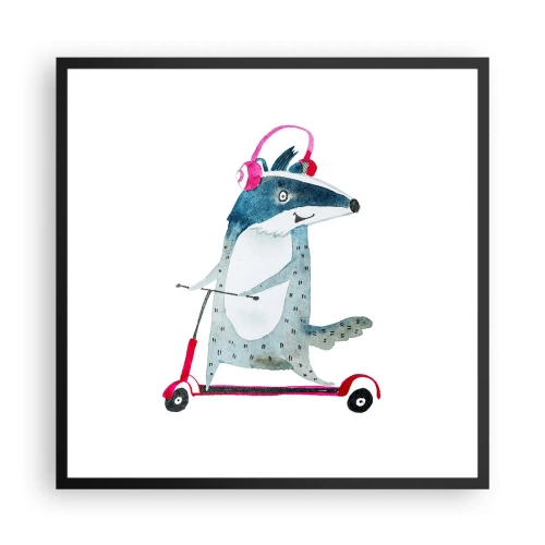 Poster in einem schwarzem Rahmen - Dachsfreude - 60x60 cm