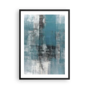 Poster in einem schwarzem Rahmen - Abstrakte Komposition in Blau- und Grautönen - 50x70cm - Wasser und Luft - Moderne Wanddekoration für Wohnzimmer und Schlafzimmer ARTTOR