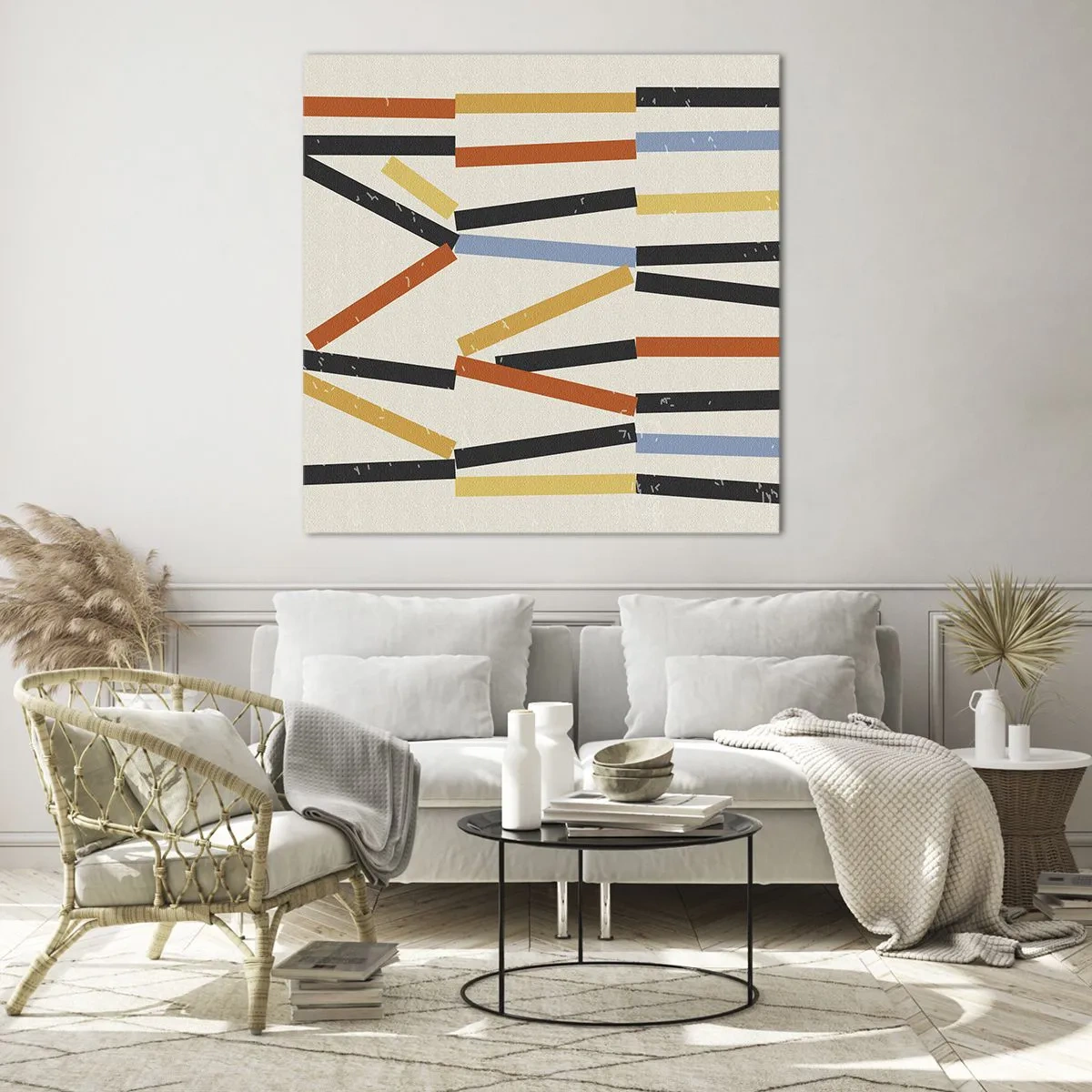 Glasbild - Bild auf glas - Komposition auf der Ebene - 70x70 cm