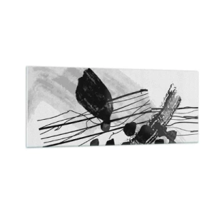 Glasbild - Bild auf glas - Organische Schwarz-Weiß-Abstraktion - 100x40 cm