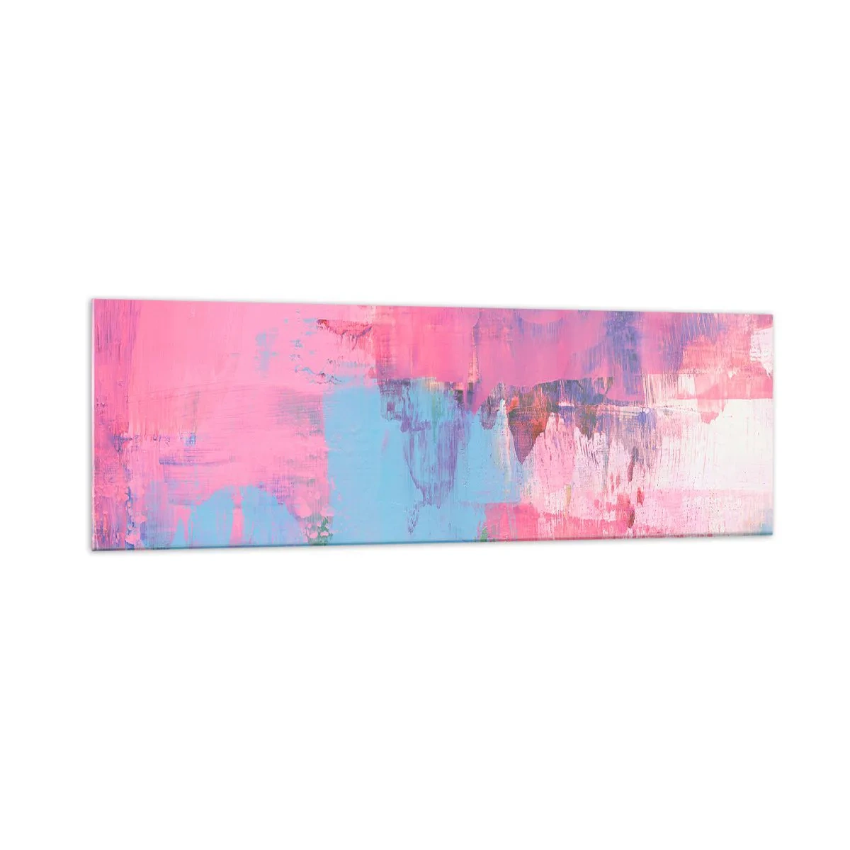 Glasbild - Bild auf glas - Abstrakte Komposition in Pink und Blau - 160x50cm - Rosa, Blau und eine Prise Licht - Moderne Wanddekoration für Wohnzimmer und Schlafzimmer ARTTOR