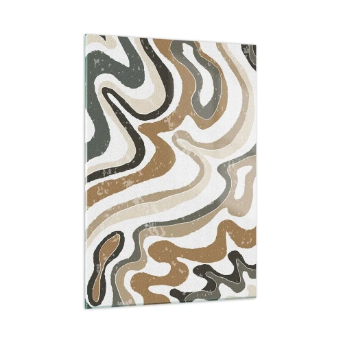 Glasbild - Bild auf glas - Abstraktes Muster in erdigen Farben - 50x70cm - Mäander in Erdfarben - Moderne Wanddekoration für Wohnzimmer und Schlafzimmer ARTTOR