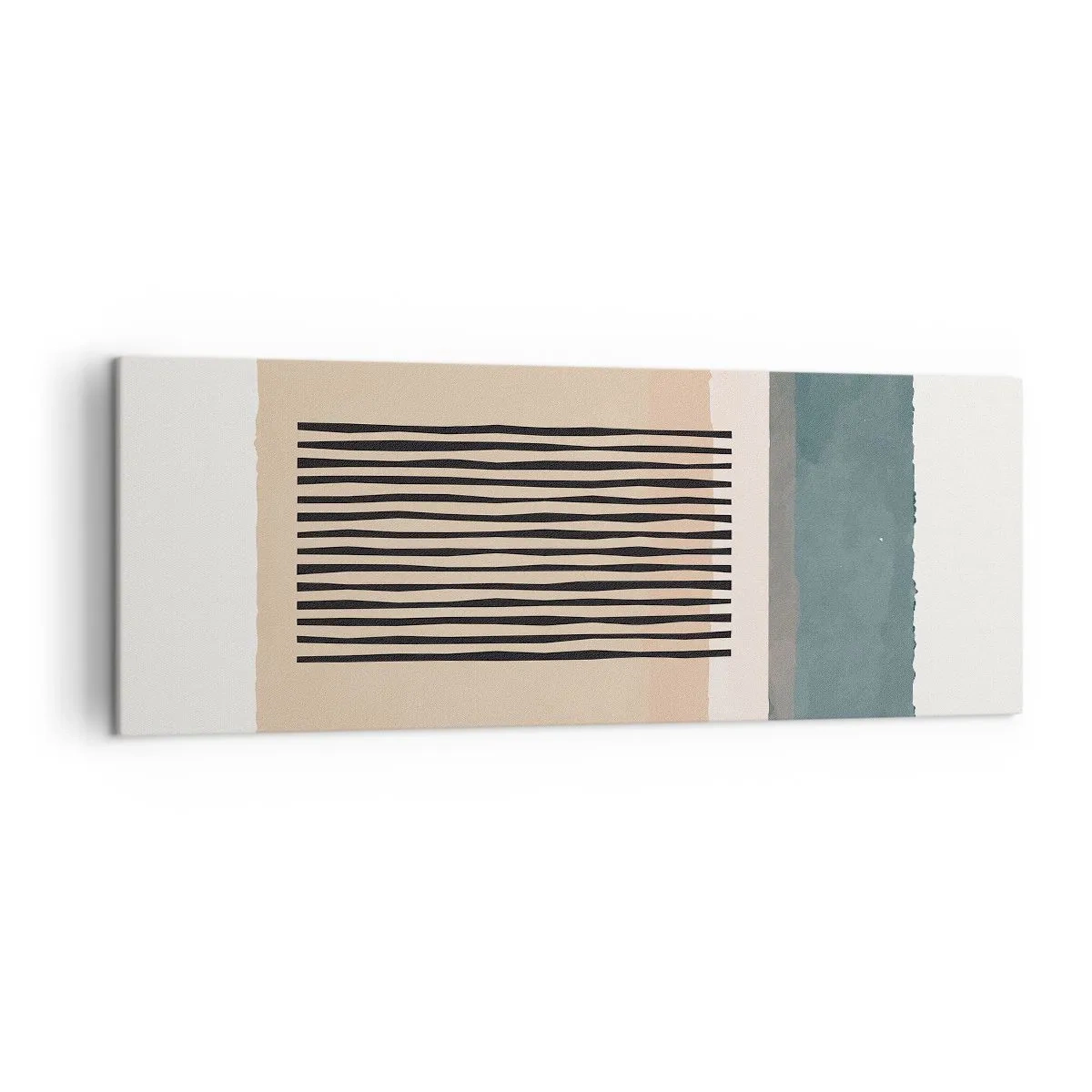 Bild auf Leinwand - Leinwandbild - Minimalistische geometrische Formen in Beige- und Grüntönen - 140x50cm - Alles ist in Ordnung - Moderne Wanddekoration für Wohnzimmer und Schlafzimmer ARTTOR