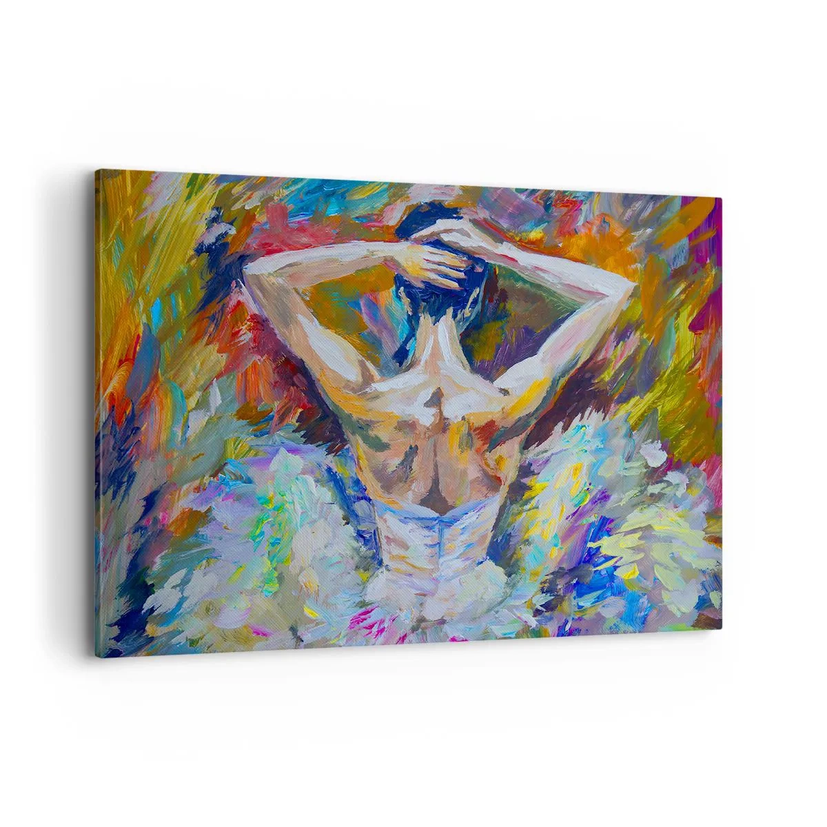 Bild auf Leinwand - Leinwandbild - Eine Ballerina in dynamischen Farben und malerischem Ausdruck - 100x70cm - Es kann alles sein - Moderne Wanddekoration für Wohnzimmer und Schlafzimmer ARTTOR