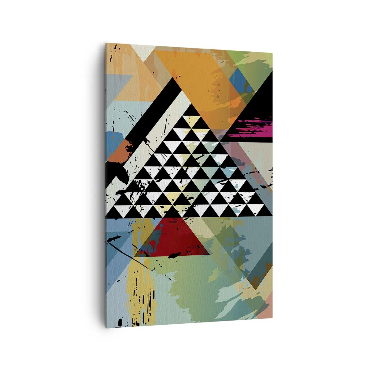 Bild auf Leinwand - Leinwandbild - Eine abstrakte Komposition aus geometrischen Formen und Farben. - 80x120cm - Wie einfach ist es - Moderne Wanddekoration für Wohnzimmer und Schlafzimmer ARTTOR