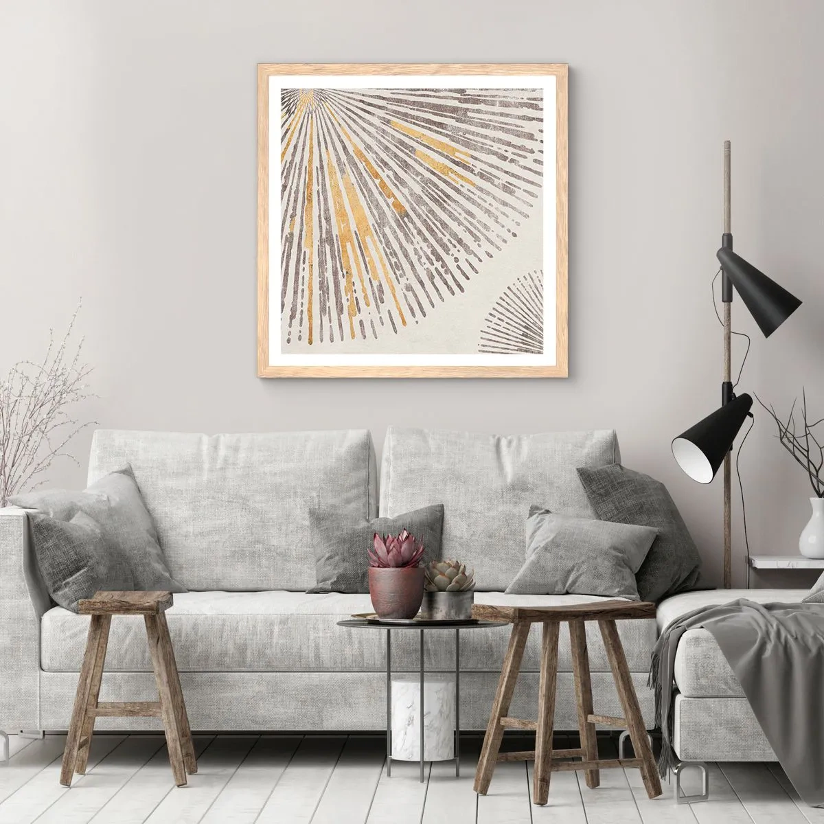 Poster in einem Rahmen aus heller Eiche - Schönheit des Strahls - 40x40 cm