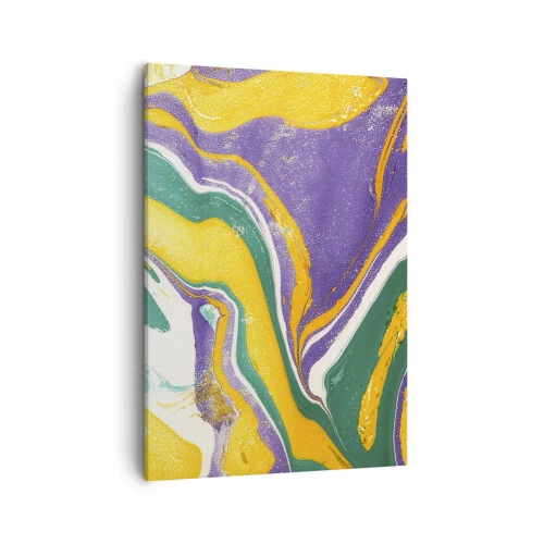 Bild auf Leinwand - Leinwandbild - Abstraktes Marmormuster in lebendigen Farben - 50x70cm - Farbwellen - Moderne Wanddekoration für Wohnzimmer und Schlafzimmer ARTTOR