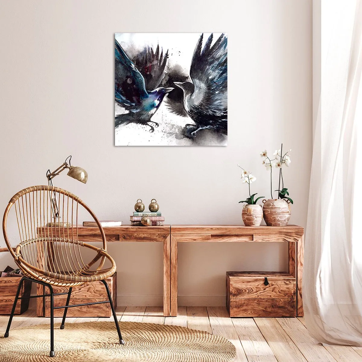 Bild auf Leinwand - Leinwandbild - Rabe zum Raben ... - 40x40 cm