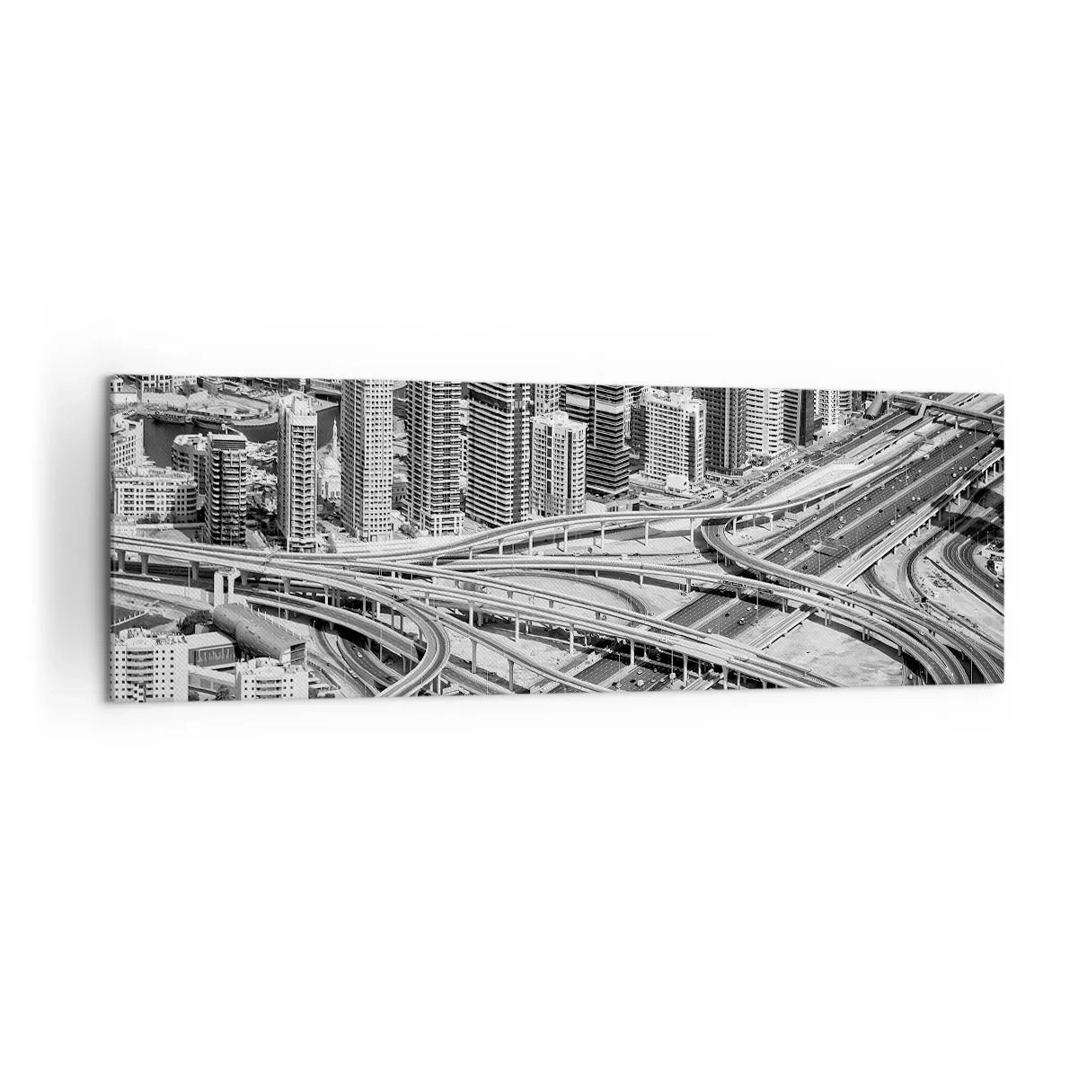 Bild auf Leinwand - Leinwandbild - Dubai aus der Vogelperspektive - 160x50cm - Dubai - die unmögliche Stadt - Moderne Wanddekoration für Wohnzimmer und Schlafzimmer ARTTOR