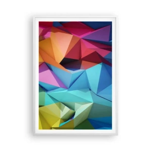Poster in einem weißen Rahmen - Regenbogen-Origami - 70x100 cm