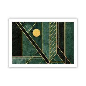 Poster - Dynamik von Gold und Azurblau - 70x50 cm