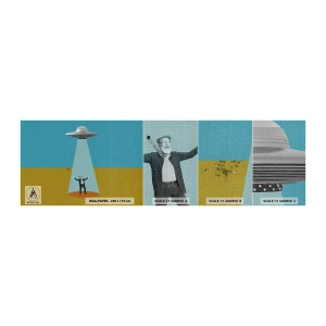 Fototapeten Muster Premium Canvas - Nahe Begegnung - UFO, Moderne Kunst, Surrealismus - 100x30 cm