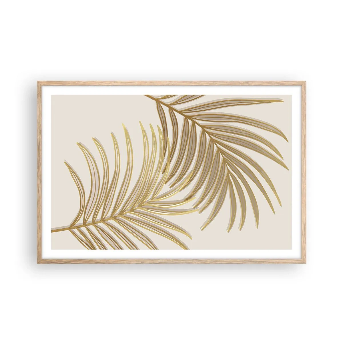 Poster in einem Rahmen aus heller Eiche - Goldene Palme! - 91x61 cm