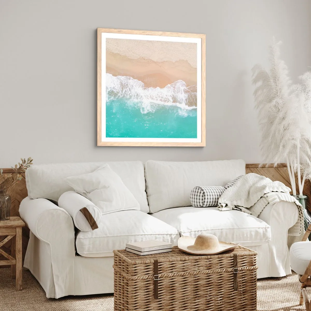 Poster in einem Rahmen aus heller Eiche - Eine streichelnde Berührung - 30x30 cm