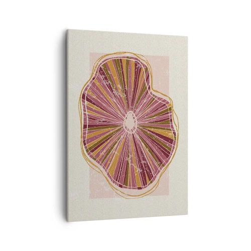 Bild auf Leinwand - Leinwandbild - Abstraktes Baumscheibenmuster in Rosatönen - 50x70cm - Strahlende Abstraktion - Moderne Wanddekoration für Wohnzimmer und Schlafzimmer ARTTOR