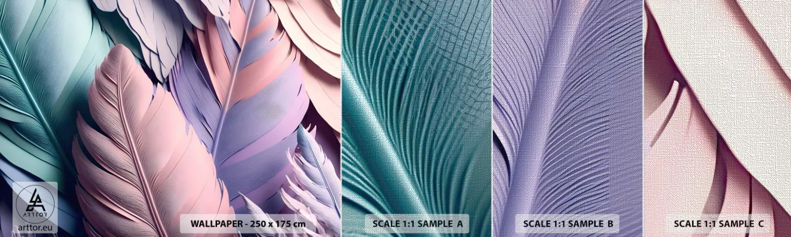 Fototapeten Muster Premium Canvas - Vogel-Chic - Pastell, Gefieder, Leichtigkeit - 100x30 cm