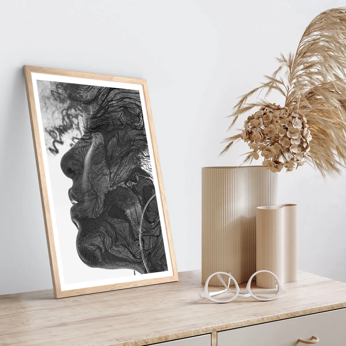 Poster in einem Rahmen aus heller Eiche - Verstrickt in Träume - 61x91 cm