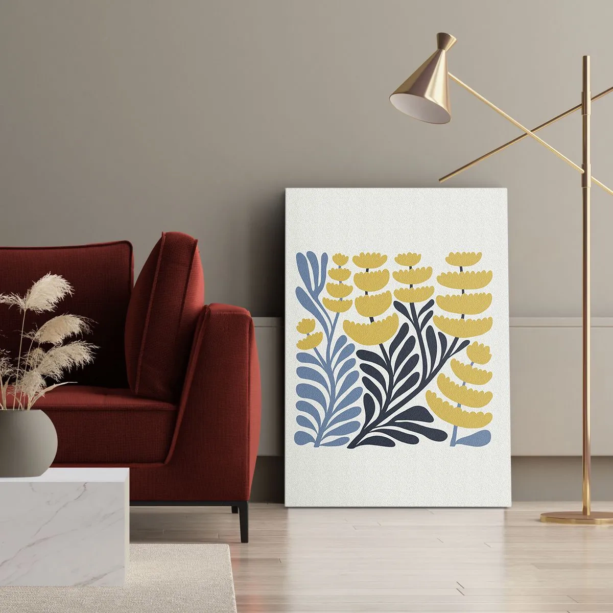 Bild auf Leinwand - Leinwandbild - Sonniges Blumenbeet - 55x100 cm