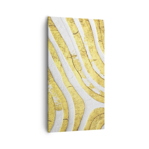 Bild auf Leinwand - Leinwandbild - Komposition in Weiß und Gold - 55x100 cm