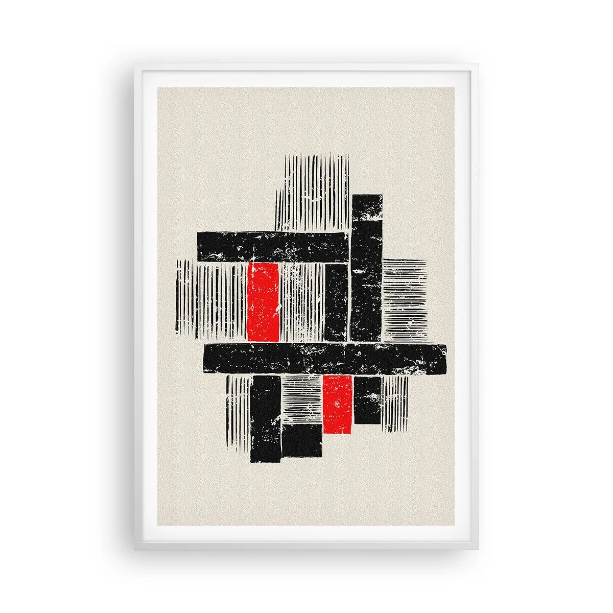 Poster in einem weißen Rahmen - Rot und Schwarz - 70x100 cm