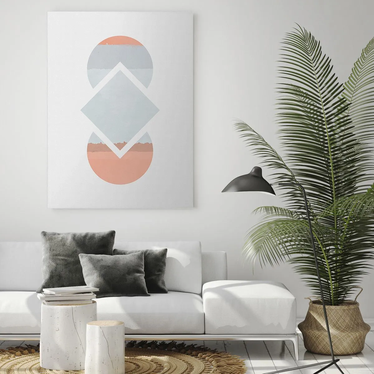 Glasbild - Bild auf glas - Ein minimalistisches Gemälde mit geometrischen Formen - 70x100cm - Die Situation ist klar - Moderne Wanddekoration für Wohnzimmer und Schlafzimmer ARTTOR