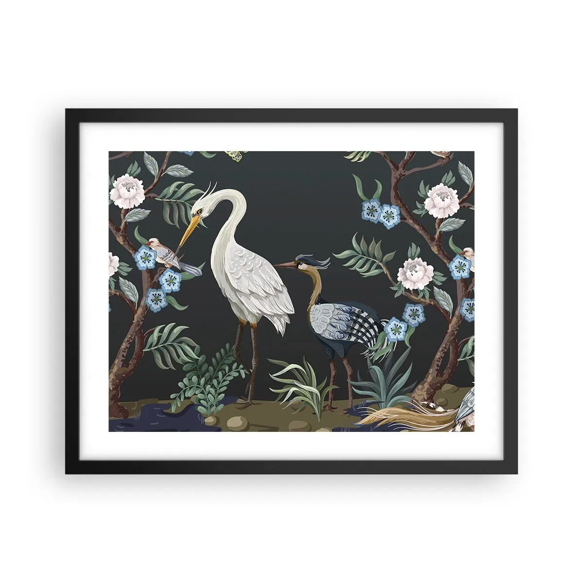 Poster in einem schwarzem Rahmen - Vogelparade - 50x40 cm