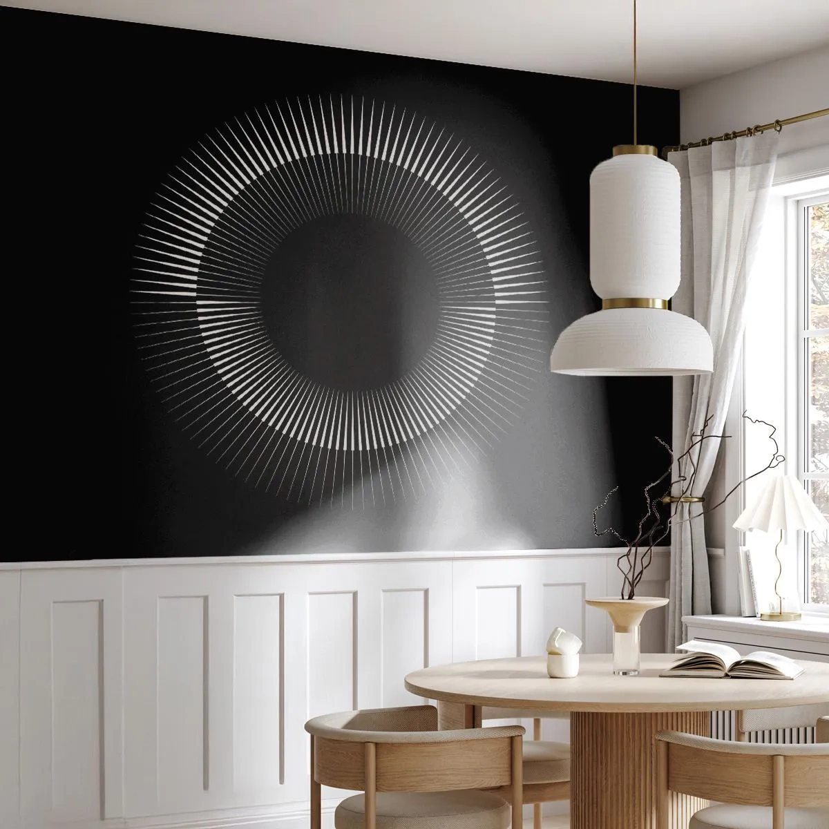 Fototapete Premium Canvas - Schwarze Sonne - Dunkel, Sonne, Rad - 350x256 cm