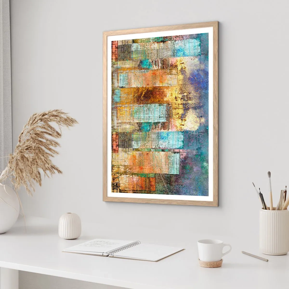 Poster in einem Rahmen aus heller Eiche - Sonnige Metropole - 70x100 cm