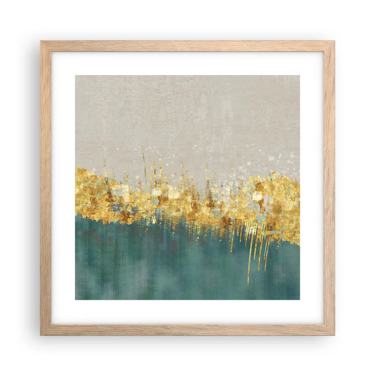 Poster in einem Rahmen aus heller Eiche - Goldener Rand - 40x40 cm