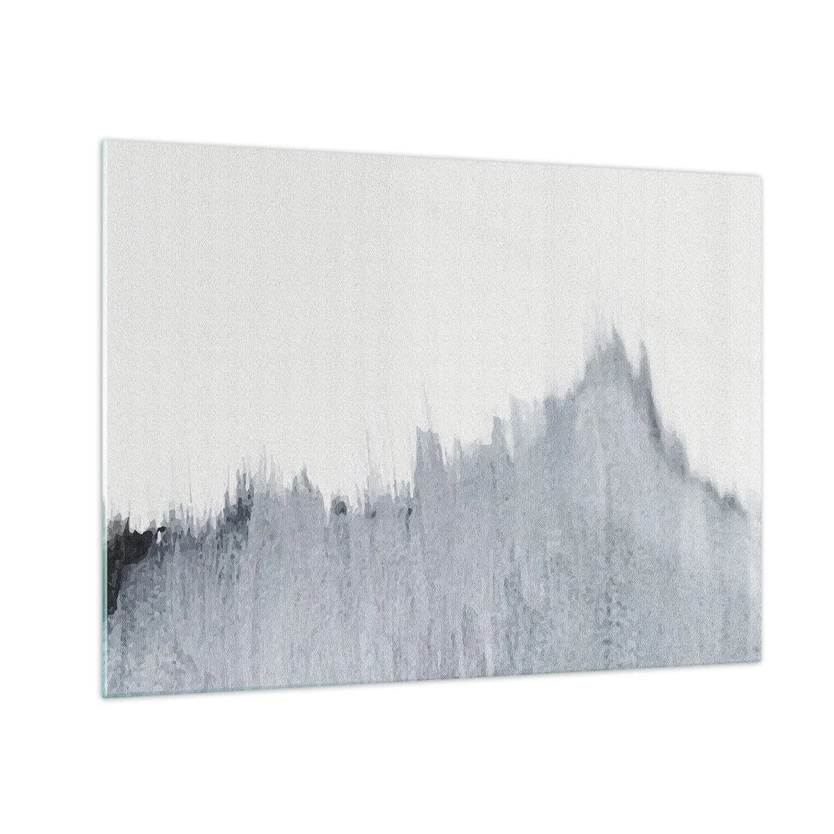 Glasbild - Bild auf glas - Eine abstrakte Komposition in Grautönen, die einer Schallplatte vor weißem Hintergrund ähnelt. - 70x50cm - Mysteriöse Aufzeichnung - Moderne Wanddekoration für Wohnzimmer und Schlafzimmer ARTTOR