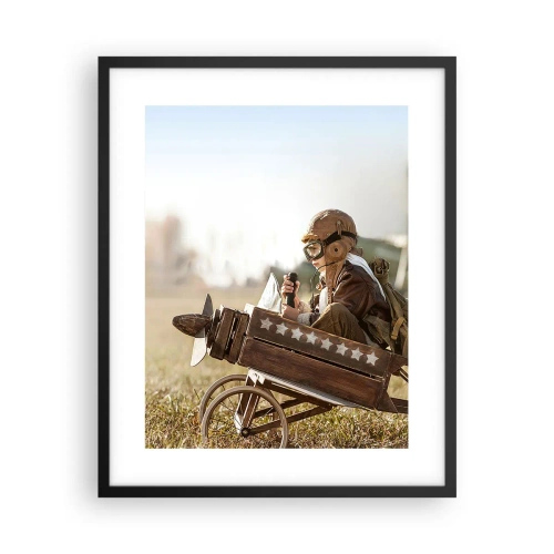 Poster in einem schwarzem Rahmen - Start in Richtung eines Traums - 40x50 cm