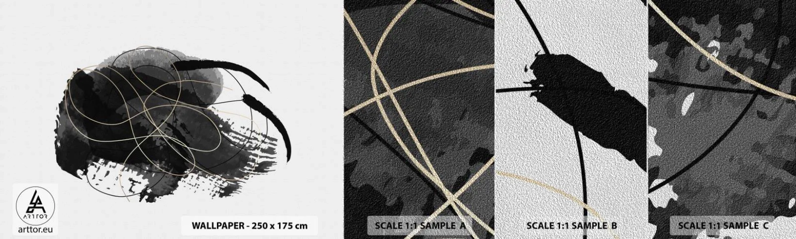 Fototapeten Muster Premium Sand - Aus Schwarz entstanden - Abstraktion, Stück, Moderne Kunst - 100x30 cm