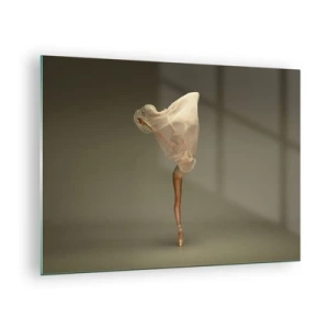 Glasbild - Bild auf glas - Eine Tänzerin in zarter Pose mit hochgezogenem Schleier - 70x50cm - Es wird bald auffliegen - Moderne Wanddekoration für Wohnzimmer und Schlafzimmer ARTTOR