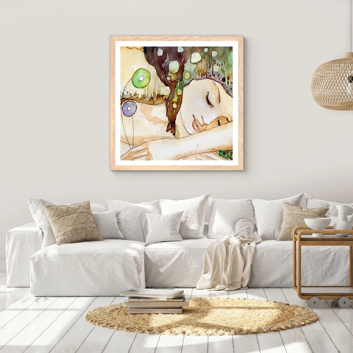 Poster in einem Rahmen aus heller Eiche - Ein smaragd-violetter Traum - 50x50 cm