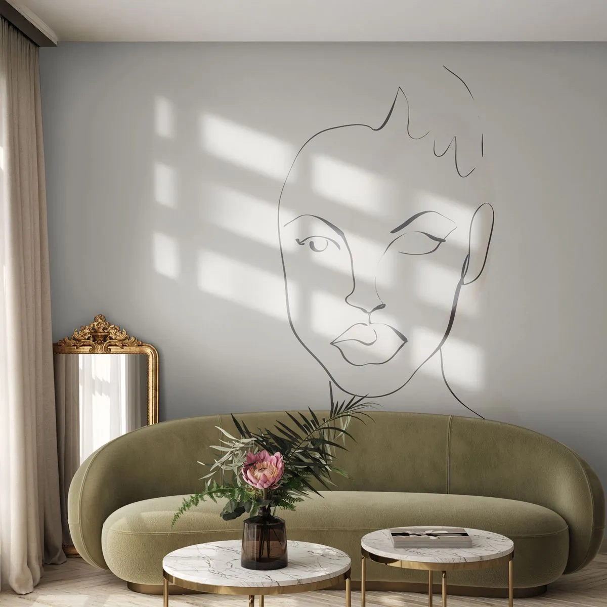 Selbstklebende Fototapete Deluxe Sticker - Umriss der Sinnlichkeit - Frau, Grafik, Stück - 350x256 cm