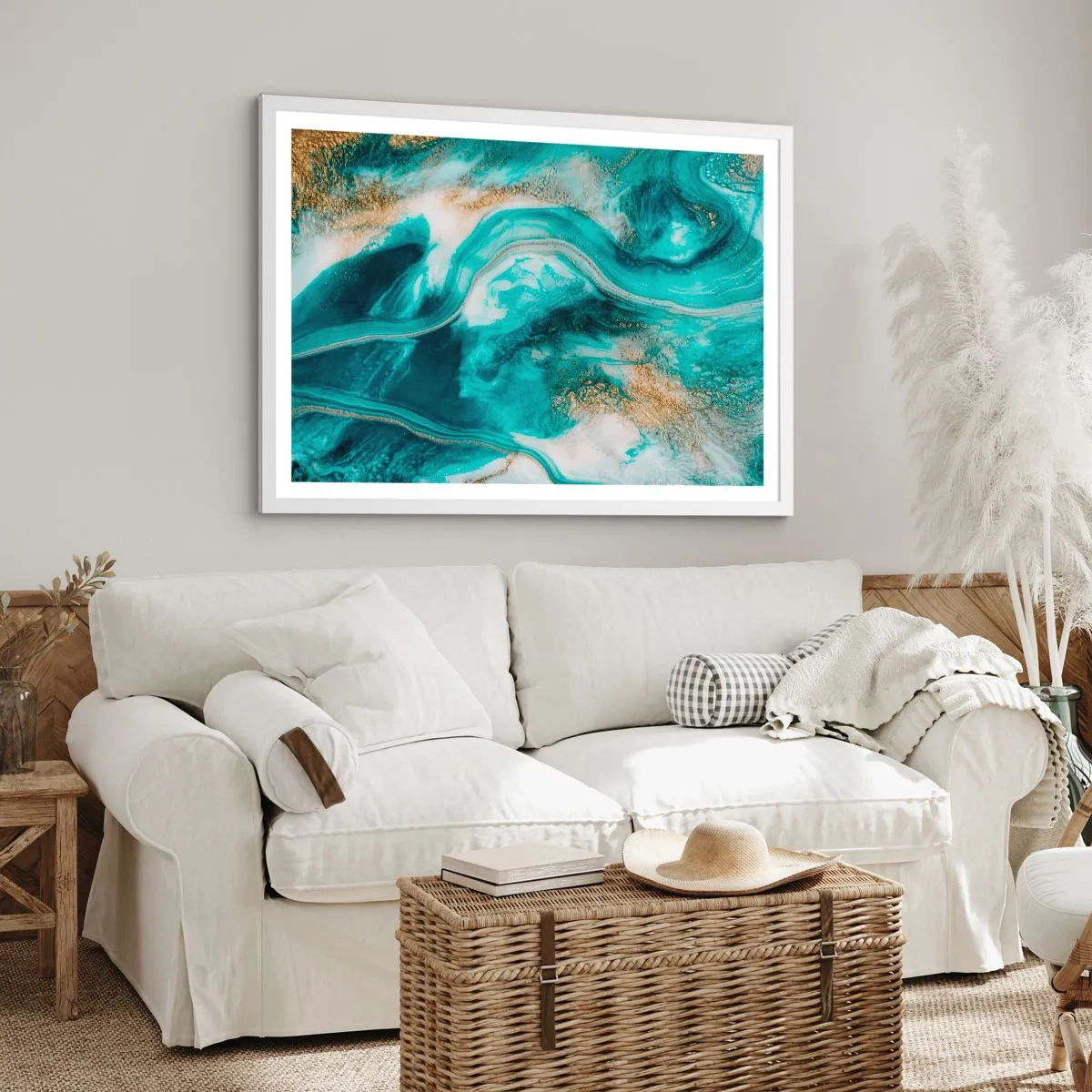 Poster in einem weißen Rahmen - Der Fluss aus Gold - 70x50 cm