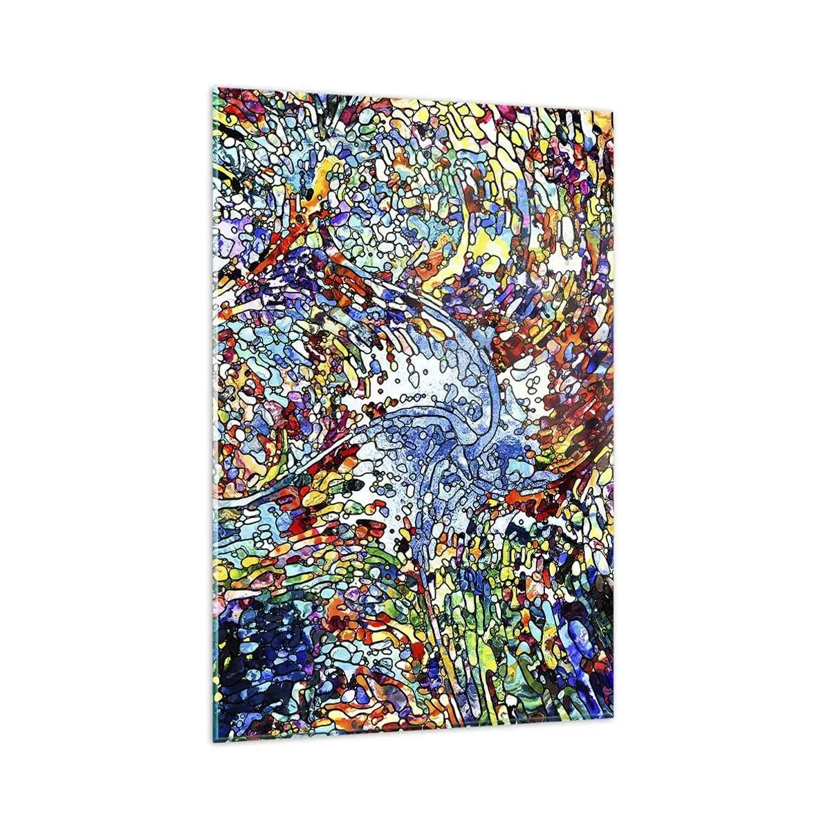 Glasbild - Bild auf glas - Ein farbenfrohes, abstraktes Muster, inspiriert von der Natur - 80x120cm - Glasmalerei Wassertropfen - Moderne Wanddekoration für Wohnzimmer und Schlafzimmer ARTTOR