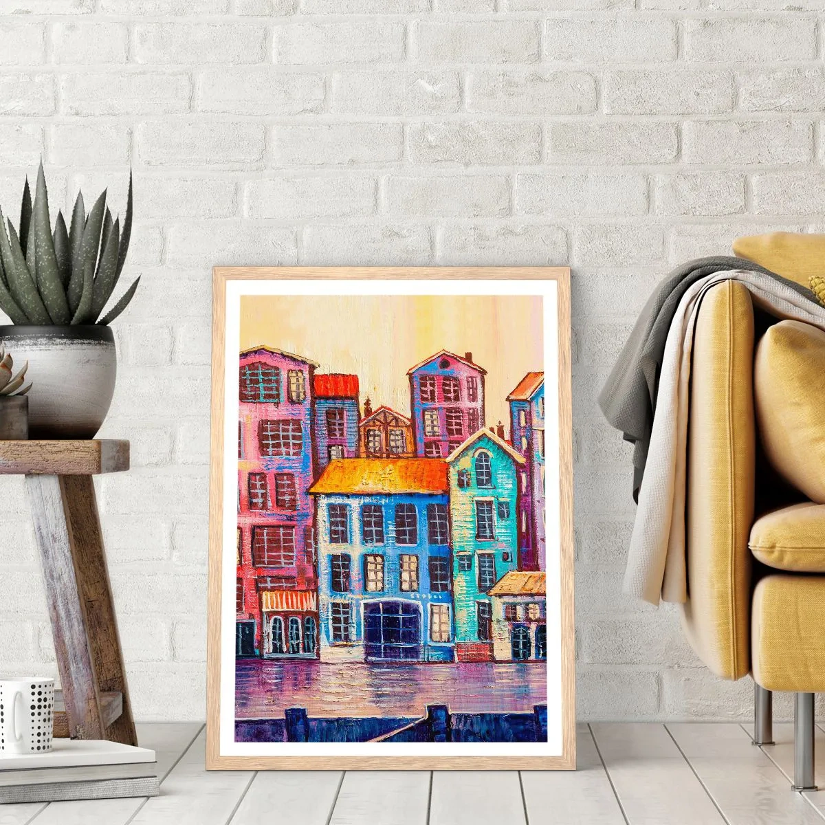 Poster in einem Rahmen aus heller Eiche - Stadt wie aus einem Märchen - 70x100 cm